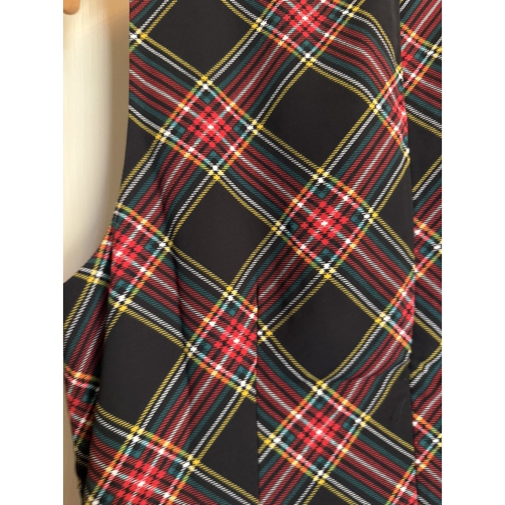 J Crew Sheath Dress Tartan Plaid Feather Trim Holiday Black Red Green Sz 10 - Picture 4 of 7